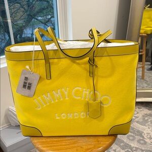 Jimmy Choo Vibrant Yellow Tote - Elevate your resort look this season!